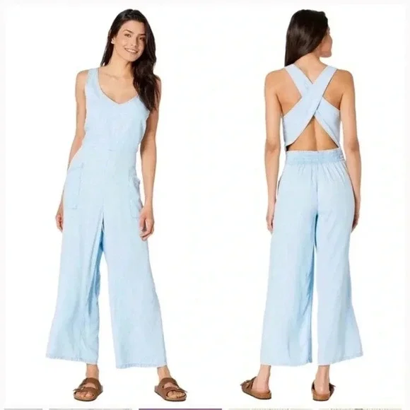Prana Bahia Denim Jumpsuit Romper - Picture 1 of 8